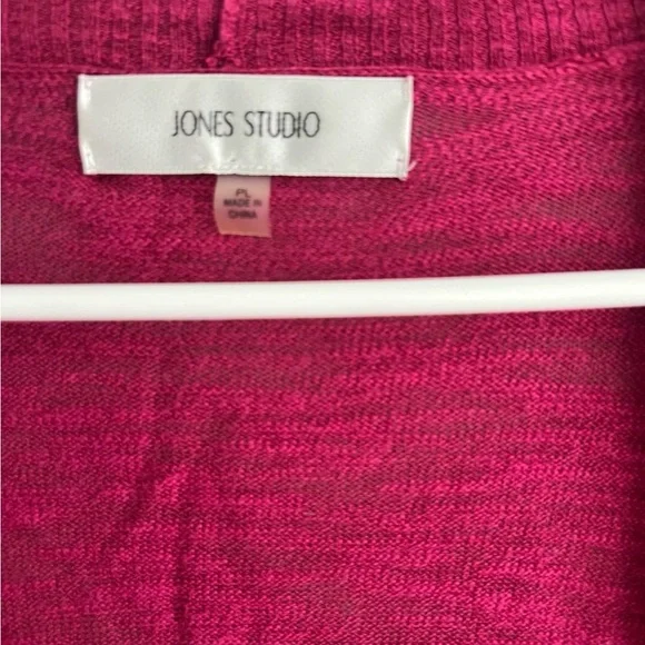 Jones Studio Raspberry Open-Front Draped Cardigan - Picture 3 of 7